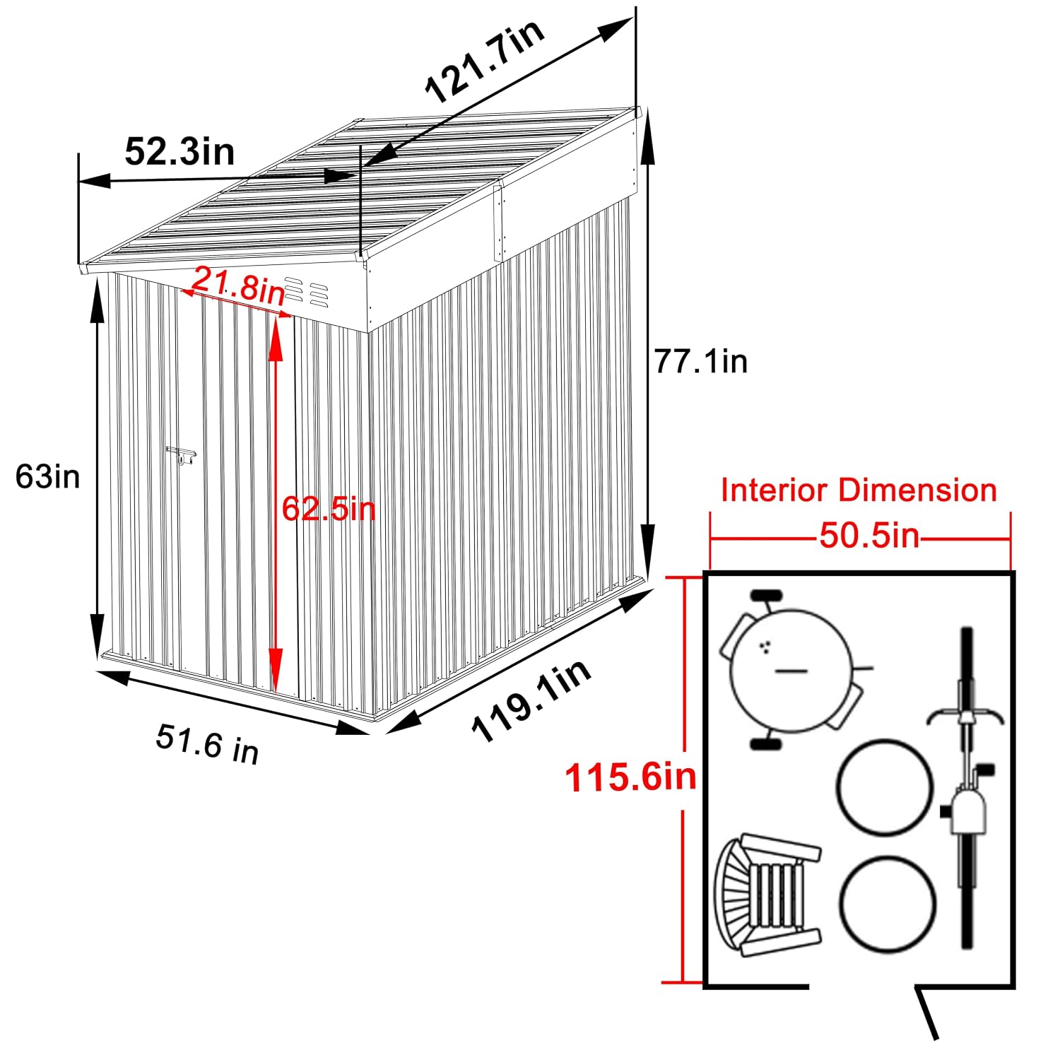 4×10 FT Outdoor Storage Shed L - Indoor Garden Kit recension och pris